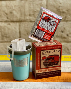 Pour Over Everyday Coffee Packets 5-Count Box and Earthwell Camp Cup
